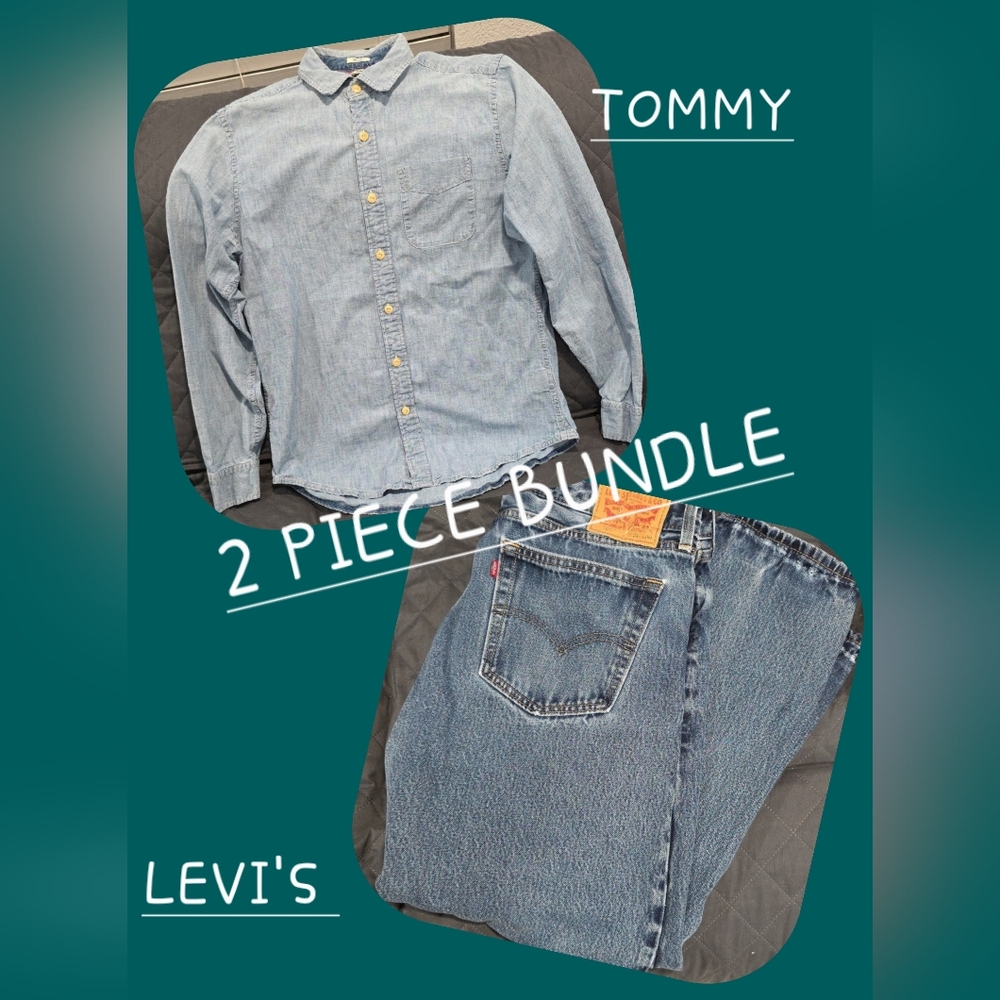 Tommy Hilfiger Shirt And Levis  36 X 30 505 Jeans Bundle Unisex